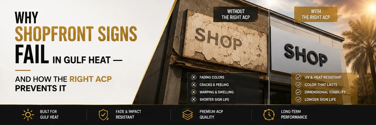 Why Shopfront Signs Fail in Gulf Heat (and How to Order One That Won't)